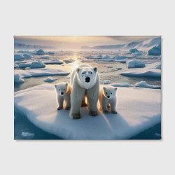 Холст прямоугольный Polar bear with her cubs - ai art, цвет: 3D-принт — фото 2