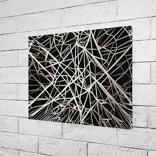 Картина прямоугольная Белые хаотичные линии на чёрном фоне / 3D-принт – фото 3