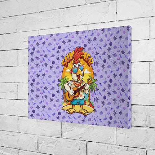 Картина прямоугольная Жаркое лето петух играет на гитаре / 3D-принт – фото 3