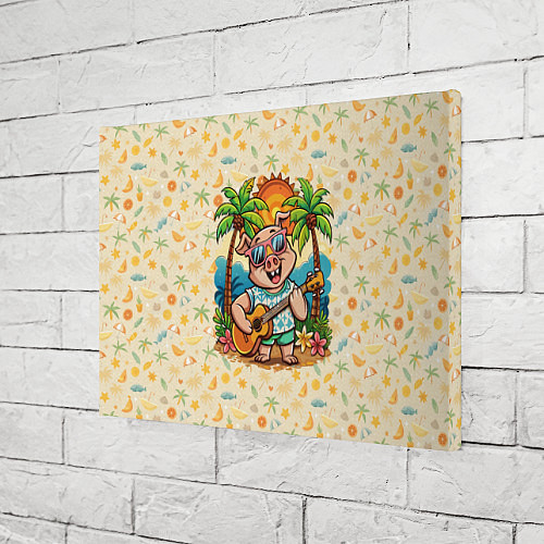 Картина прямоугольная Свинья с гитарой жаркое лето / 3D-принт – фото 3