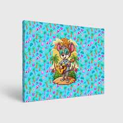 Холст прямоугольный Грызун играет на гитаре жарким летом, цвет: 3D-принт