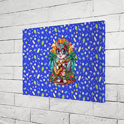 Холст прямоугольный Кот играет на гитаре жарким летом, цвет: 3D-принт — фото 2