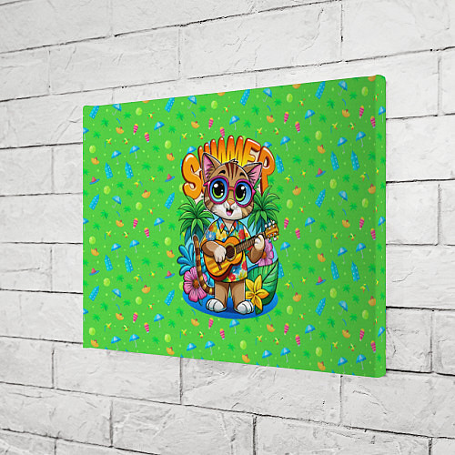 Картина прямоугольная Кот играет на гитаре летом / 3D-принт – фото 3