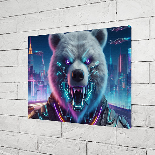 Картина прямоугольная Cyber bear - neon glow / 3D-принт – фото 3