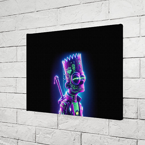 Картина прямоугольная Bart Simpson cyber ninja - neon glow / 3D-принт – фото 3