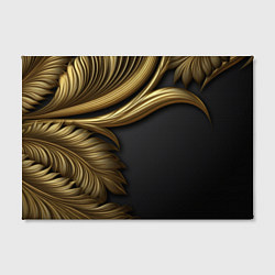 Холст прямоугольный Золотые объемные листья на черном, цвет: 3D-принт — фото 2
