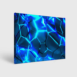 Холст прямоугольный Неоновые холодные голубые плиты в разломе, цвет: 3D-принт