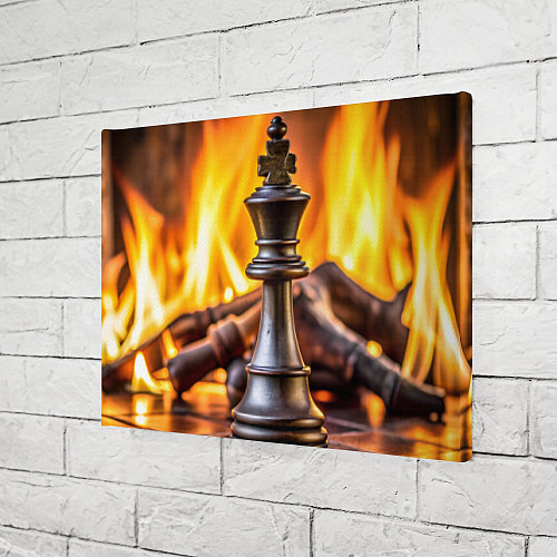 Картина прямоугольная Шахматы - король на фоне огня / 3D-принт – фото 3
