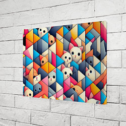 Холст прямоугольный Geometric pattern with kittens - ai art, цвет: 3D-принт — фото 2