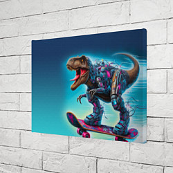 Холст прямоугольный Tyrannosaur on a skateboard - ai art graffiti, цвет: 3D-принт — фото 2