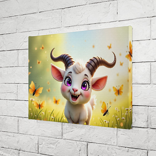 Картина прямоугольная Козлёнок на лугу / 3D-принт – фото 3