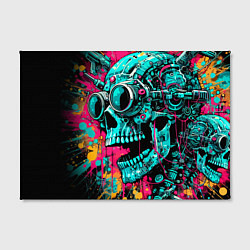 Холст прямоугольный Cyber skull sketch - color blots, цвет: 3D-принт — фото 2