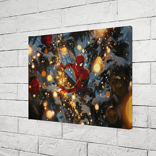 Картина прямоугольная Spiderman на новогодней елке / 3D-принт – фото 3