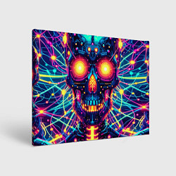 Холст прямоугольный Neon skull - ai art fantasy, цвет: 3D-принт