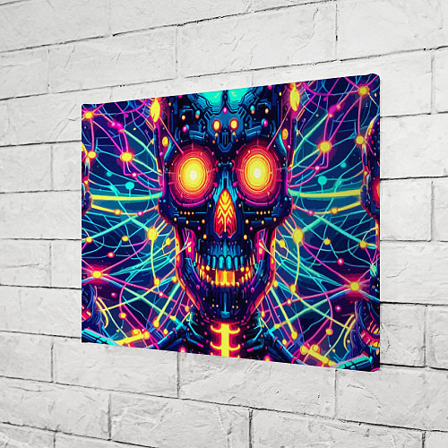 Картина прямоугольная Neon skull - ai art fantasy / 3D-принт – фото 3