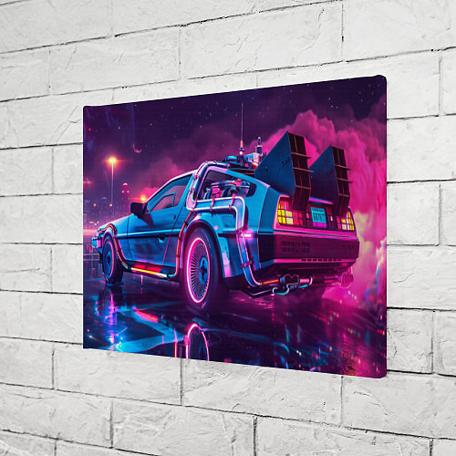 Картина прямоугольная Delorean - back to the future neon / 3D-принт – фото 3