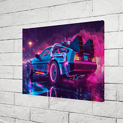 Холст прямоугольный Delorean - back to the future neon, цвет: 3D-принт — фото 2