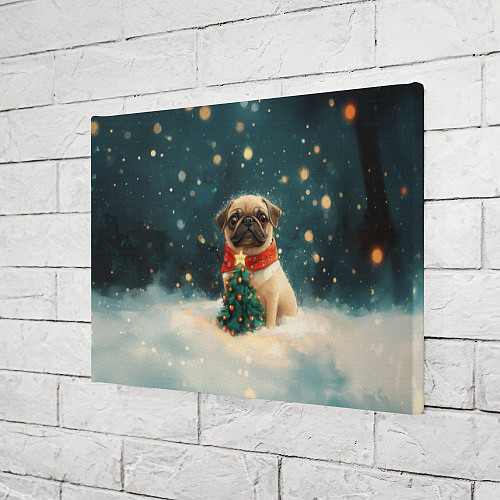 Картина прямоугольная Мопс и маленькая елочка / 3D-принт – фото 3