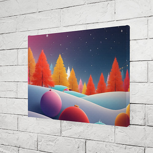 Картина прямоугольная Яркие новогодние елки / 3D-принт – фото 3