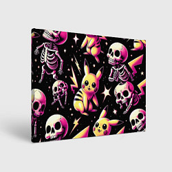 Холст прямоугольный Pikachu and skeletons - pattern, цвет: 3D-принт