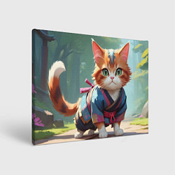 Холст прямоугольный Котенок самурай, цвет: 3D-принт