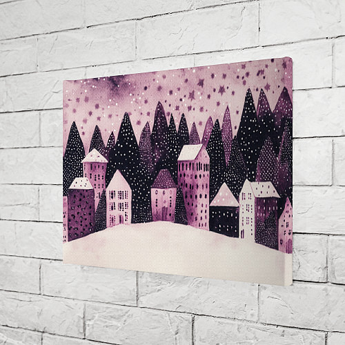 Картина прямоугольная Новогодние домики в лесу / 3D-принт – фото 3