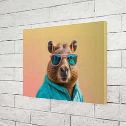 Холст прямоугольный Модная капибара в отпуске, цвет: 3D-принт — фото 2
