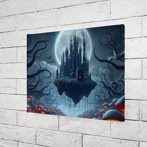 Картина прямоугольная Замок Дракулы и неоновые грибы - нейроарт фантазия / 3D-принт – фото 3