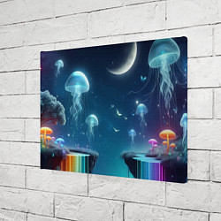 Холст прямоугольный Неоновые медузы и грибы - нейроарт фантазия, цвет: 3D-принт — фото 2