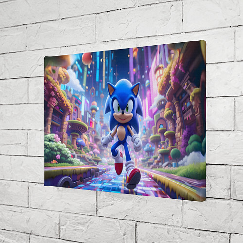 Картина прямоугольная Sonic в неоновом городе / 3D-принт – фото 3