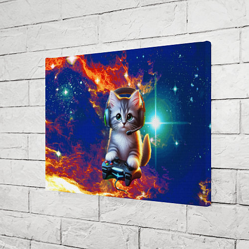Картина прямоугольная Удивительный мир котёнка игромана / 3D-принт – фото 3