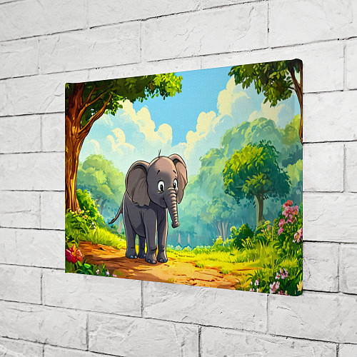 Картина прямоугольная Слоненок в лесу / 3D-принт – фото 3