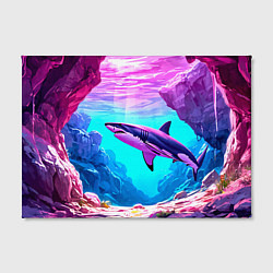 Холст прямоугольный Акула в розовом сиянии, цвет: 3D-принт — фото 2