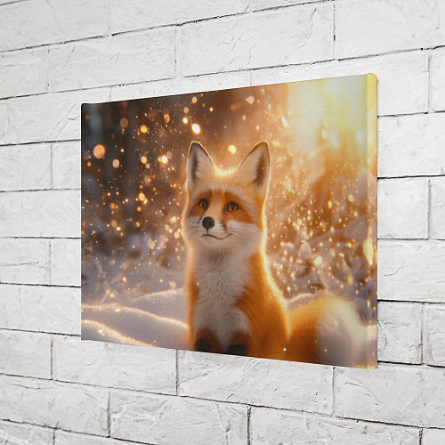 Картина прямоугольная Рыжая лисичка в снежном лесу / 3D-принт – фото 3