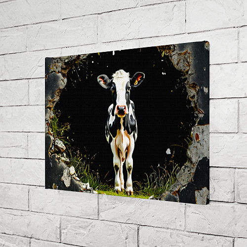 Картина прямоугольная Корова на черном / 3D-принт – фото 3
