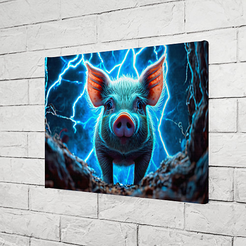 Картина прямоугольная Свинья и разряды молний / 3D-принт – фото 3