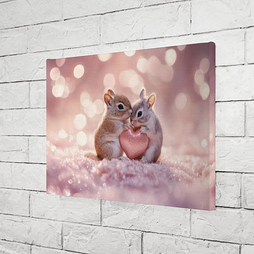Картина прямоугольная Влюбленные белочки с сердечком / 3D-принт – фото 3