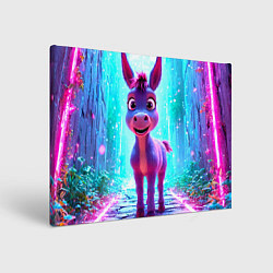 Картина прямоугольная Ослик в неоновых искрах