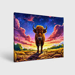 Холст прямоугольный Буйвол в звездной ночи, цвет: 3D-принт