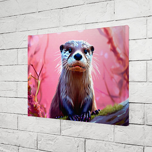 Картина прямоугольная Выдра в розовом цвете / 3D-принт – фото 3