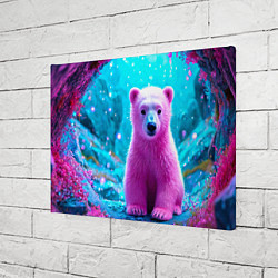 Холст прямоугольный Белый розовый медведь, цвет: 3D-принт — фото 2
