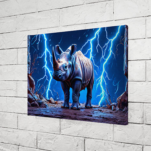 Картина прямоугольная Носорог в разрядах молнии / 3D-принт – фото 3