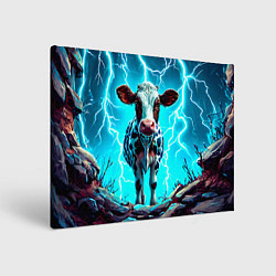 Холст прямоугольный Корова в разрядах молнии, цвет: 3D-принт