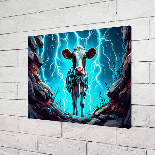 Картина прямоугольная Корова в разрядах молнии / 3D-принт – фото 3