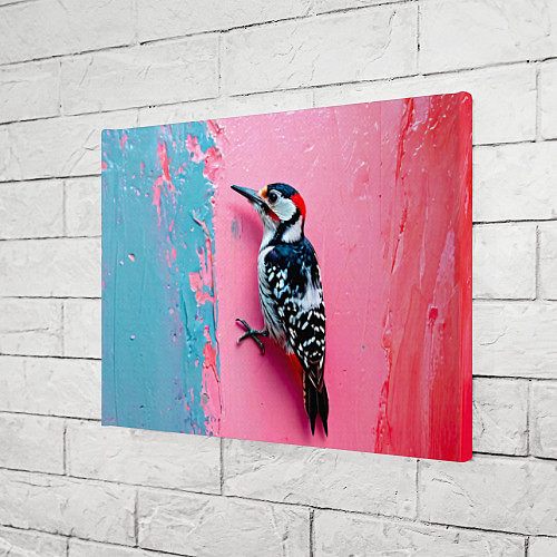 Картина прямоугольная Дятел на розовой стене / 3D-принт – фото 3