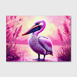 Холст прямоугольный Пеликан на розовом пруду, цвет: 3D-принт — фото 2