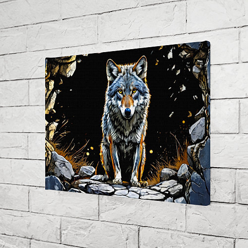 Картина прямоугольная Волк на черном / 3D-принт – фото 3