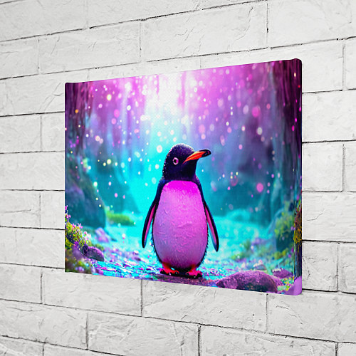 Картина прямоугольная Пингвин в неоновых искрах / 3D-принт – фото 3