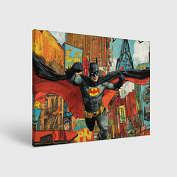 Холст прямоугольный Бэтмен на фоне города, цвет: 3D-принт