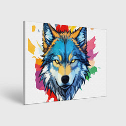 Холст прямоугольный Волк яркий арт, цвет: 3D-принт